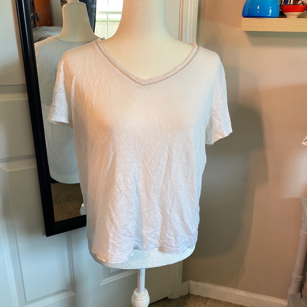 Nicole Miller White Short Sleeve Top